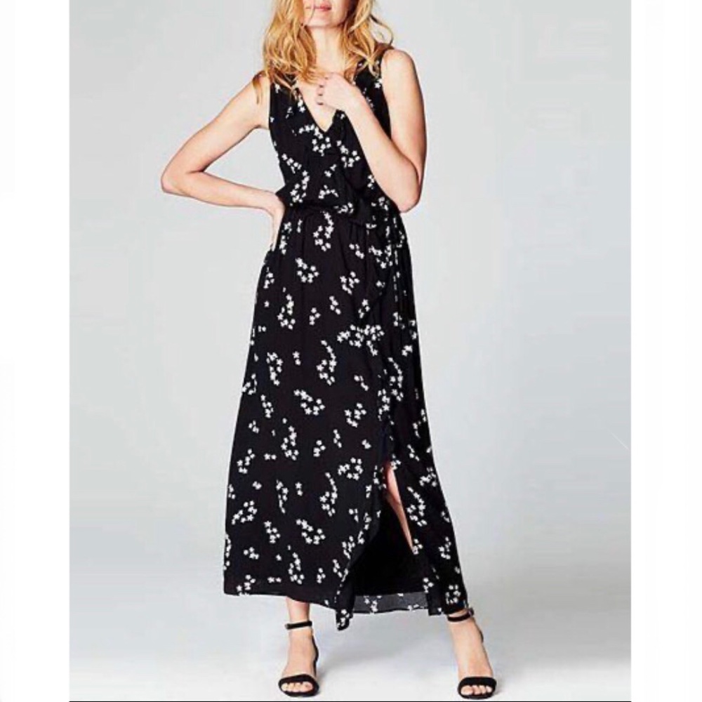 J Jill Women’s Wrap Maxi Dress Floral Print V Neck